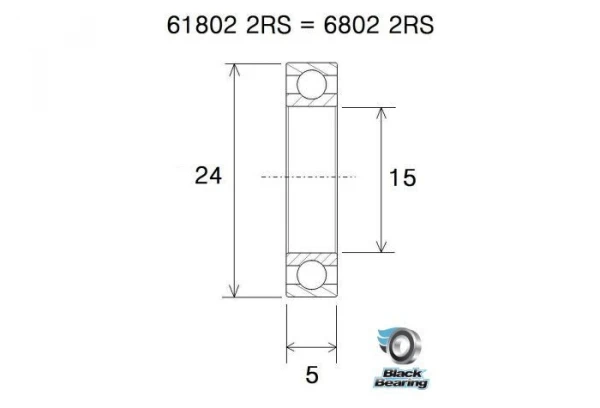 Roulement Black Bearing Céramique 6802-2RS 15 X 24 X 5 Mm 4 Roulement Black Bearing Céramique 6802-2RS 15 X 24 X 5 Mm – Image 2