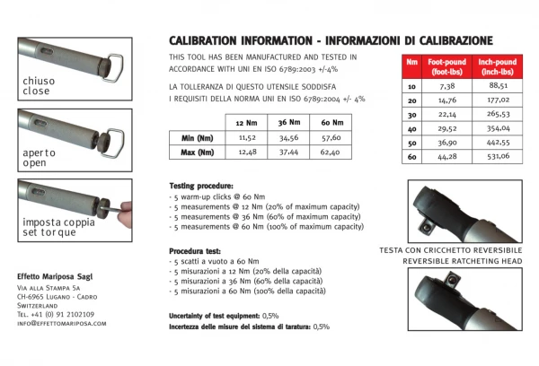 Clé Dynamométrique Effetto Mariposa Giustaforza II 10-60 Nm Pro 5 Clé Dynamométrique Effetto Mariposa Giustaforza II 10-60 Nm Pro – Image 3