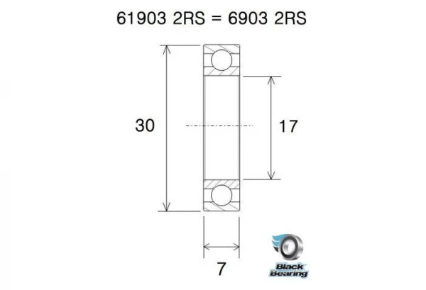 Roulement Black Bearing 61903-2RS Max 17 X 30 X 7 Mm 4 Roulement Black Bearing 61903-2RS Max 17 X 30 X 7 Mm – Image 2