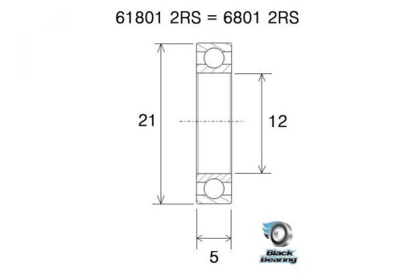 Roulement Black Bearing 61801-2RS Max 12 X 21 X 5 Mm 4 Roulement Black Bearing 61801-2RS Max 12 X 21 X 5 Mm – Image 2