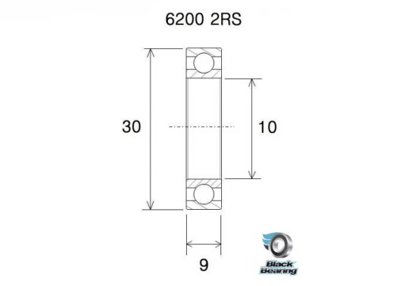 Roulement Black Bearing 6200-2RS 10 X 30 X 9 Mm 4 Roulement Black Bearing 6200-2RS 10 X 30 X 9 Mm – Image 2