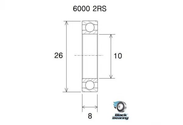 Roulement Black Bearing 6000-2RS 10 X 26 X 8 Mm 4 Roulement Black Bearing 6000-2RS 10 X 26 X 8 Mm – Image 2