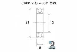 Roulement Black Bearing 61801-2RS 12 X 21 X 5 Mm -Entretien Réparation Route Soldes unnamed file 4044