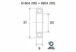 Roulement Black Bearing 61904-2RS 20 X 37 X 9 Mm -Entretien Réparation Route Soldes unnamed file 4053