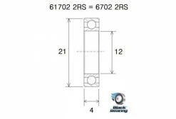 Roulement Black Bearing 6702-2RS 15 X 21 X 4 Mm -Entretien Réparation Route Soldes unnamed file 4065