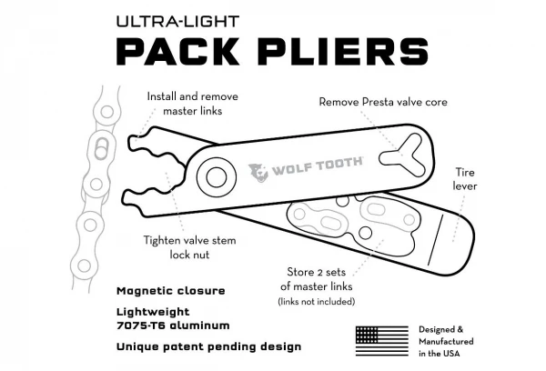 Multi-Outil Wolf Tooth Pack Pliers - Master Link Combo Pliers (4 Fonctions) Noir Orange 10 Multi-Outil Wolf Tooth Pack Pliers - Master Link Combo Pliers (4 Fonctions) Noir Orange – Image 8